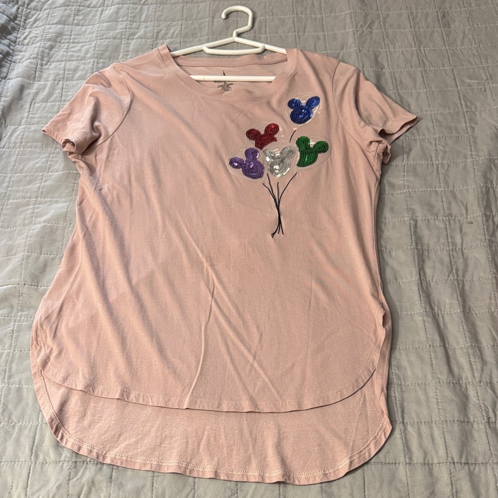 Disney Pink Short Sleeve Tee with Mickey Balloon Design